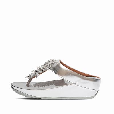 Fitflop Rumba Beaded Toe-Post - Sandalen Damen - Silber (ESC364592)